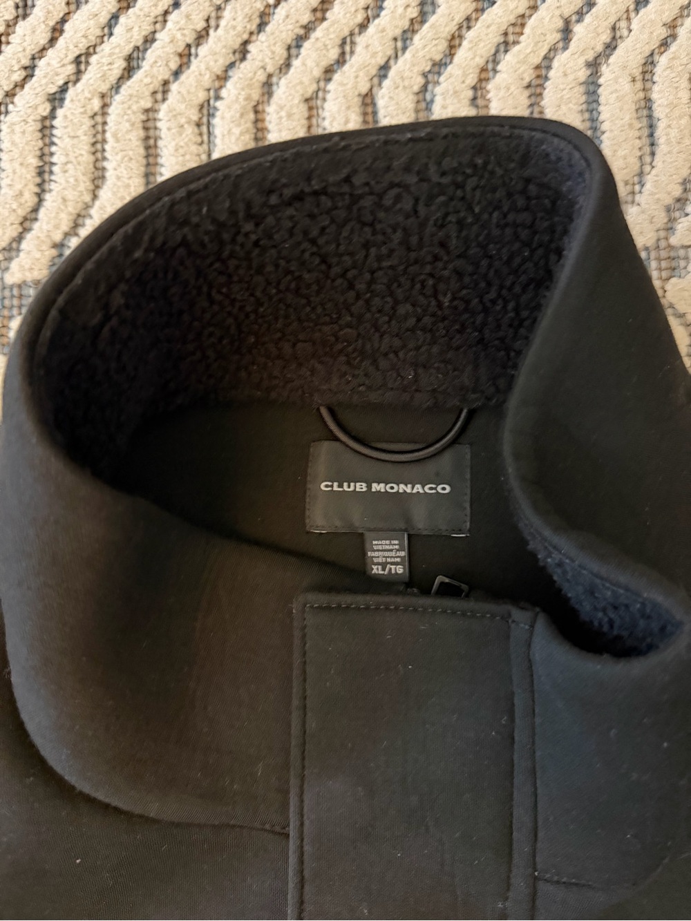 Club Monaco Black Men's Pea Coat with Sherpa Collar